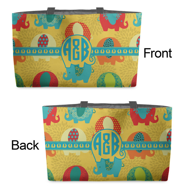 Cute Elephants Tote w/Black Handles - Front & Back Views