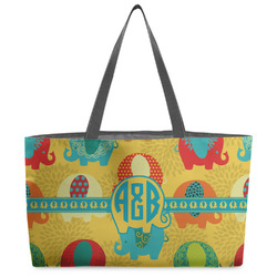 Cute Elephants Beach Totes Bag - w/ Black Handles (Personalized)