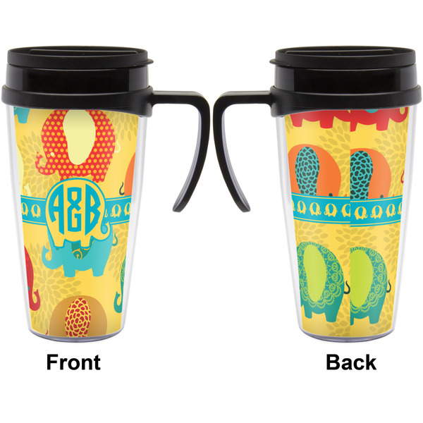Cute Elephants Travel Mug with Black Handle - Approval