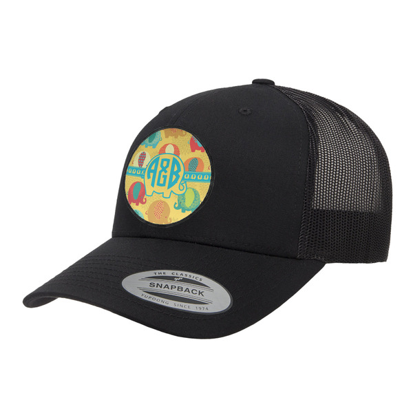 Custom Cute Elephants Trucker Hat - Black (Personalized)