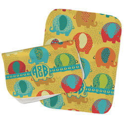 Cute Elephants Burp Cloths - Fleece - Set of 2 w/ Couple's Names