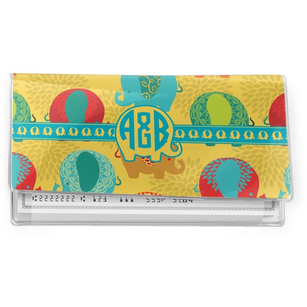 Custom Cute Elephants Vinyl Checkbook Cover (Personalized)