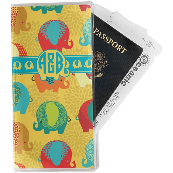Custom Cute Elephants Travel Document Holder