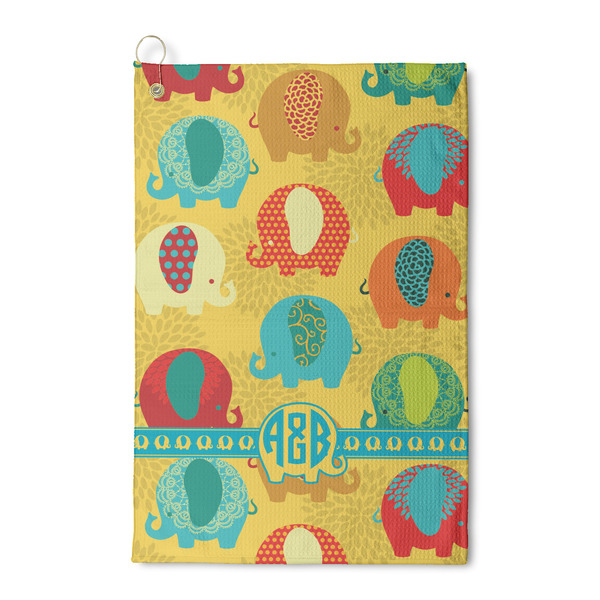 Custom Cute Elephants Waffle Weave Golf Towel (Personalized)