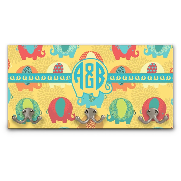 Custom Cute Elephants Wall Mounted Coat Rack (Personalized)