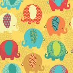 Cute Elephants Wallpaper & Surface Covering (Water Activated 24"x 24" Sample)