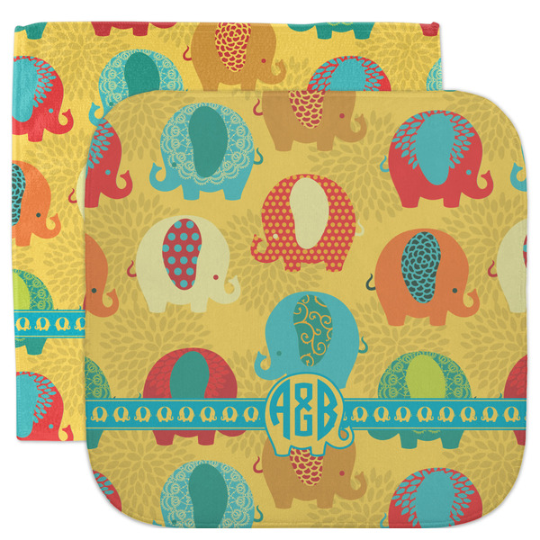 Custom Cute Elephants Facecloth / Wash Cloth (Personalized)
