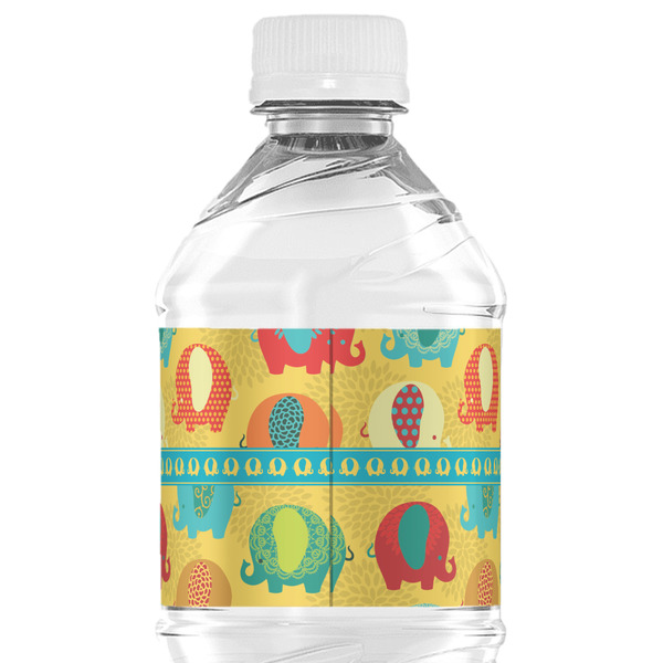Cute Elephants Water Bottle Label - Back View