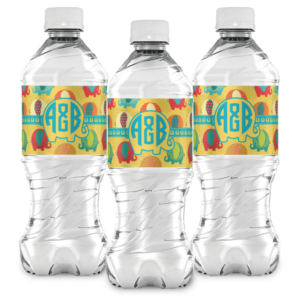 Cute Elephants Water Bottle Labels - Front View