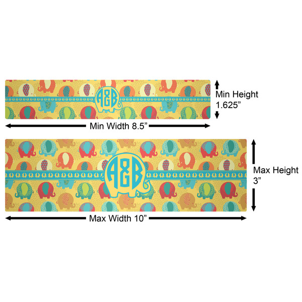 Cute Elephants Water Bottle Labels w/ Dimensions