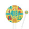 Cute Elephants 5.5" Round Plastic Stir Sticks - White - Single Sided (Personalized)