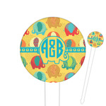 Cute Elephants Cocktail Picks - Round Plastic (Personalized)