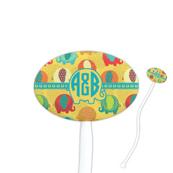 Cute Elephants Oval Plastic Stir Sticks (Personalized)