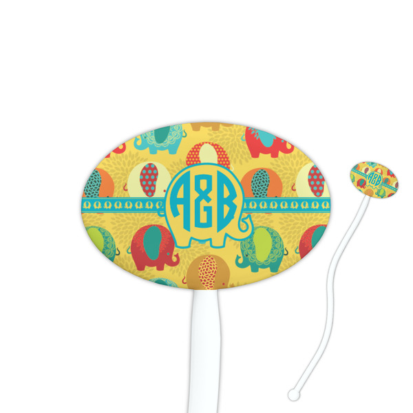 Custom Cute Elephants Oval Plastic Stir Sticks (Personalized)