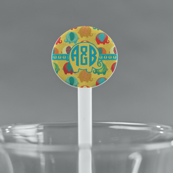 Cute Elephants White Plastic 7" Stir Stick - Round - Main