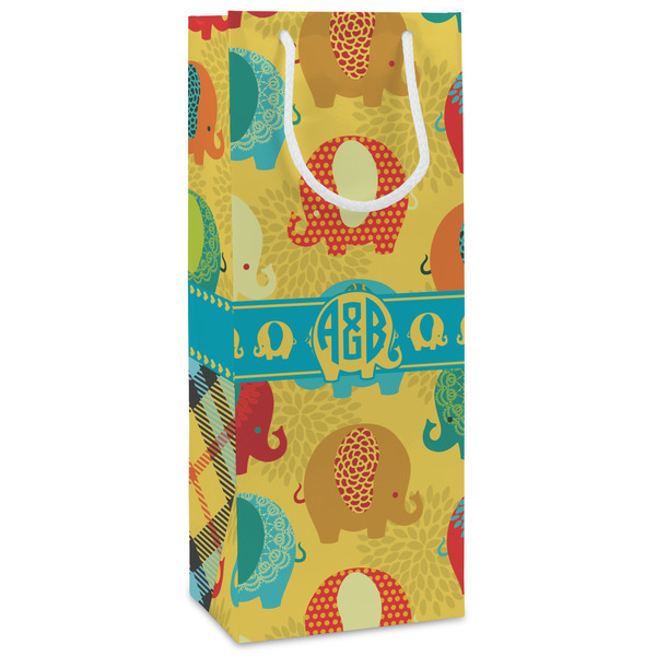 Custom Cute Elephants Wine Gift Bags - Gloss (Personalized)