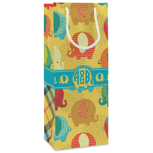 Custom Cute Elephants Wine Gift Bags - Matte (Personalized)