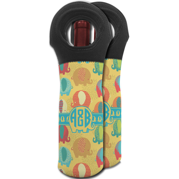 Cute Elephants Wine Tote Bag - MAIN