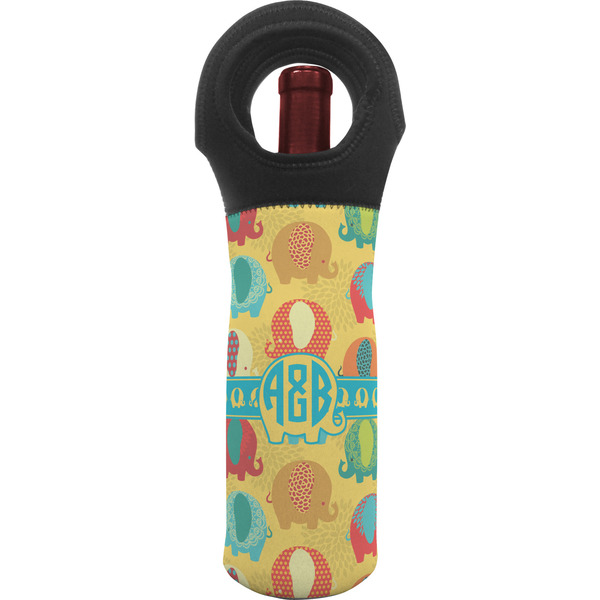 Custom Cute Elephants Wine Tote Bag (Personalized)