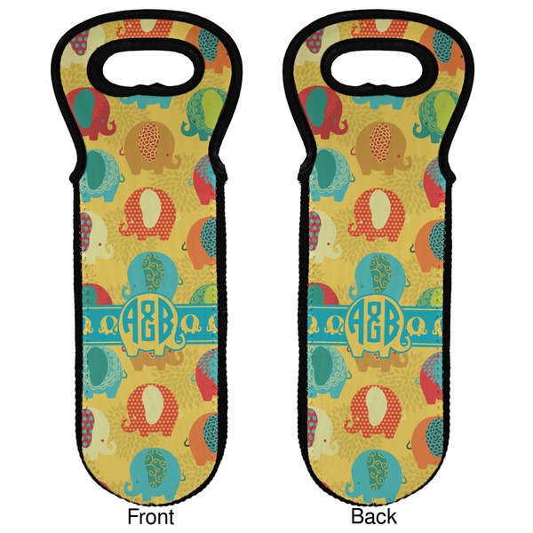 Cute Elephants Wine Tote Front & Back