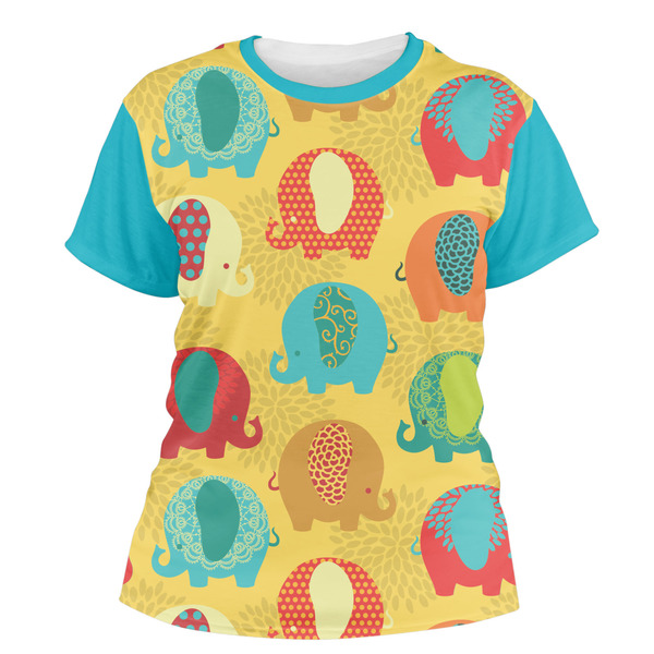 Custom Cute Elephants Women's Crew T-Shirt - 2X Large