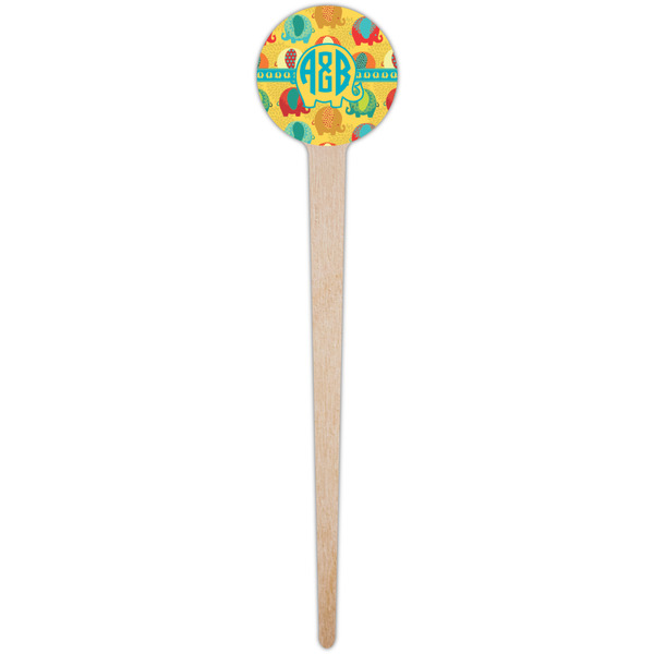 Cute Elephants Wooden 4" Food Pick - Round - Single Pick