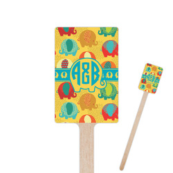 Cute Elephants 6.25" Rectangle Wooden Stir Sticks - Double Sided (Personalized)