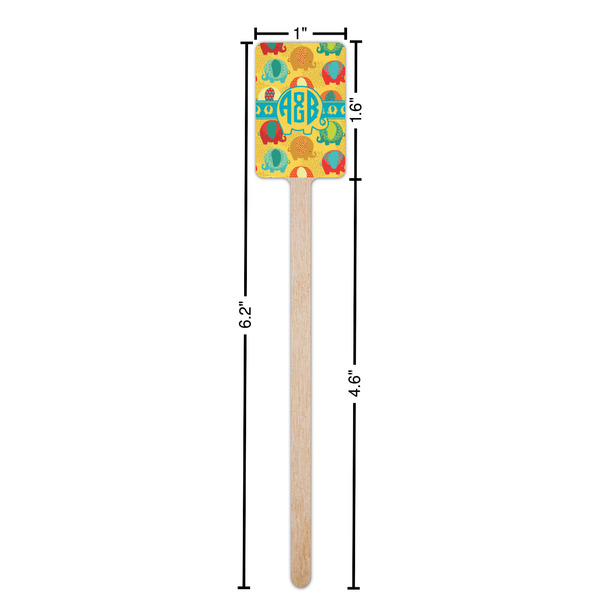 Cute Elephants Wooden 6.25" Stir Stick - Rectangular - Dimensions