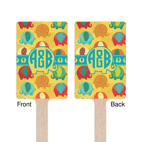 Cute Elephants Wooden 6.25" Stir Stick - Rectangular - Double Sided - Front & Back