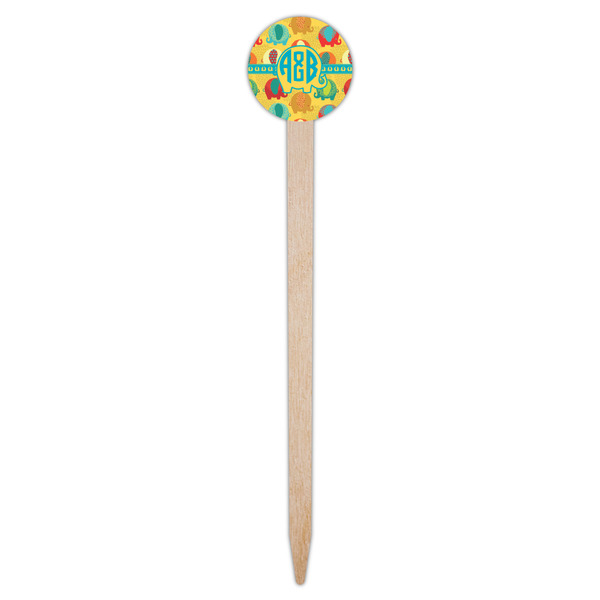Cute Elephants Wooden 6" Food Pick - Round - Single Pick