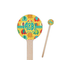 Cute Elephants 6" Round Wooden Stir Sticks - Double Sided (Personalized)