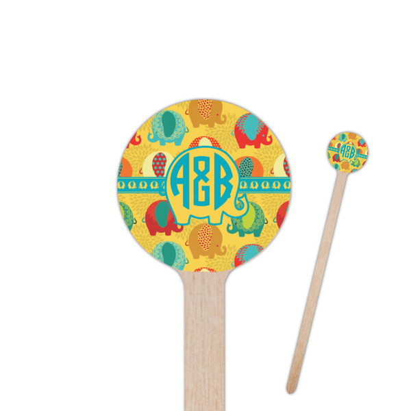 Custom Cute Elephants Round Wooden Stir Sticks (Personalized)