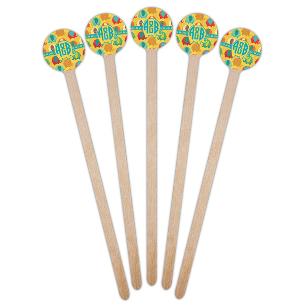 Cute Elephants Wooden 7.5" Stir Stick - Round - Fan View