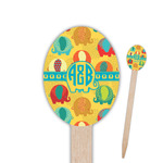 Cute Elephants Oval Wooden Food Picks - Single Sided (Personalized)