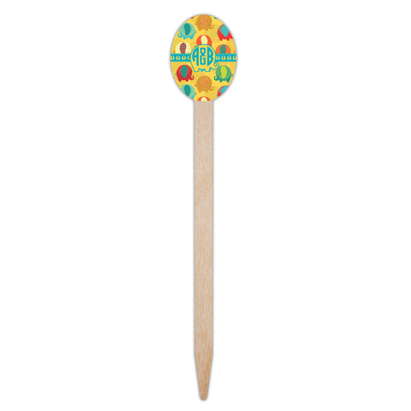 Cute Elephants Wooden Food Pick - Oval - Single Pick