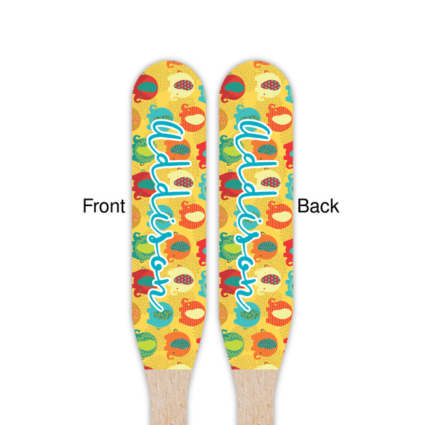 Cute Elephants Wooden Food Pick - Paddle - Double Sided - Front & Back