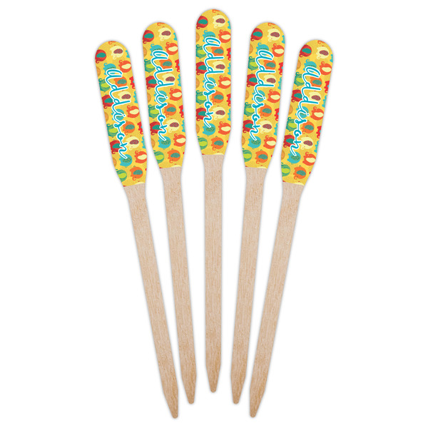 Cute Elephants Wooden Food Pick - Paddle - Fan View