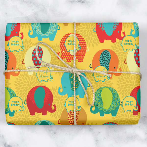 Custom Cute Elephants Wrapping Paper (Personalized)