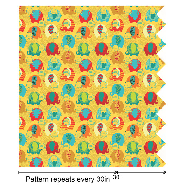 Cute Elephants Wrapping Paper Roll - Matte - Partial Roll