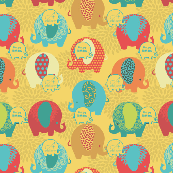 Cute Elephants Wrapping Paper Square