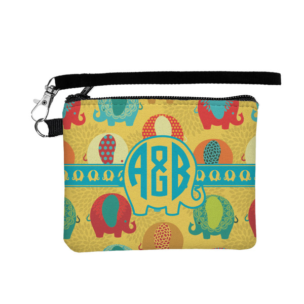 Custom Cute Elephants Wristlet ID Case w/ Couple's Names