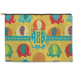 Cute Elephants Zipper Pouch - Large - 12.5"x8.5" (Personalized)