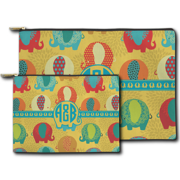 Cute Elephants Zippered Pouches - Size Comparison