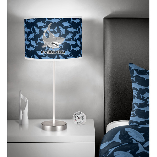 Sharks 13 inch drum lamp shade - in room