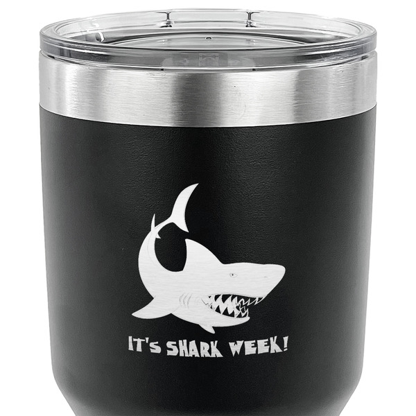 Sharks 30 oz Stainless Steel Ringneck Tumbler - Black - CLOSE UP