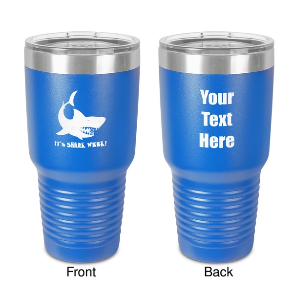 Custom Sharks 30 oz Stainless Steel Tumbler - Royal Blue - Double-Sided (Personalized)
