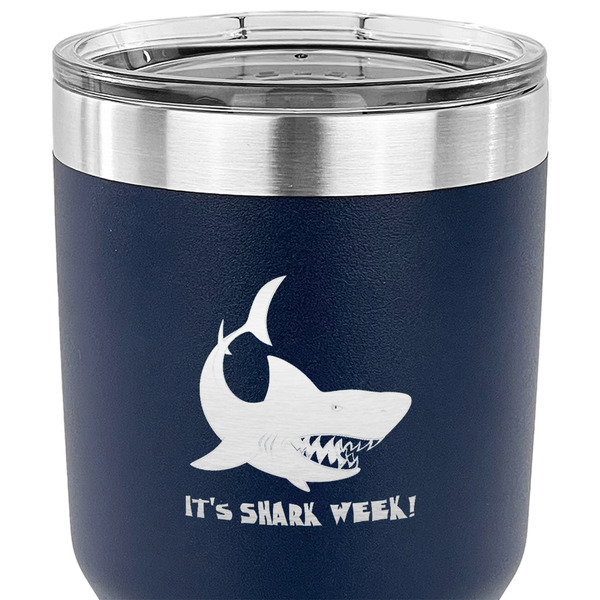Sharks 30 oz Stainless Steel Ringneck Tumbler - Navy - CLOSE UP