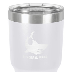 Sharks 30 oz Stainless Steel Tumbler - White - Single-Sided (Personalized)