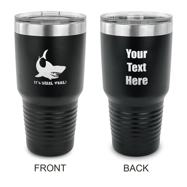 Custom Sharks 30 oz Stainless Steel Tumbler - Black - Double Sided (Personalized)