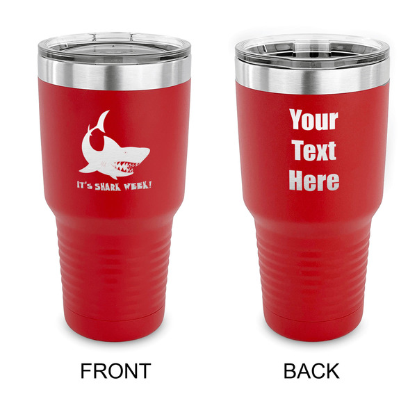 Custom Sharks 30 oz Stainless Steel Tumbler - Red - Double Sided (Personalized)